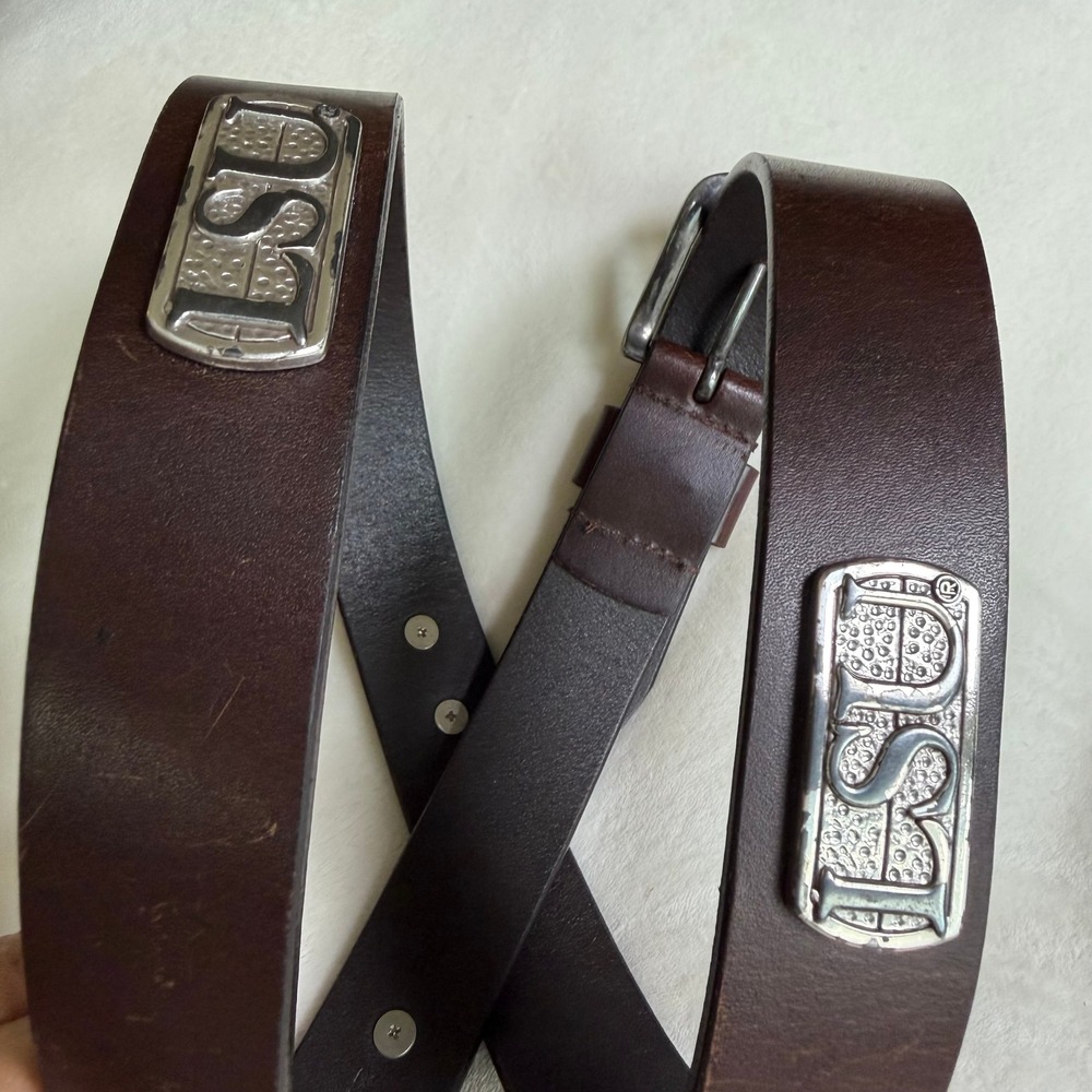 LSU Tigers Belt Mens 38 Brown Genuine Leather Silver Logo Emblems NCAA College - Picture 2 of 9